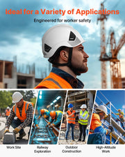 Construction Safety Helmet, ANSI/ISEA Z89.1 Approved ABS Safety Hard Hat with 6-Point Ratchet Suspension, V952-AQMANSITYPE2WZH7S001V0