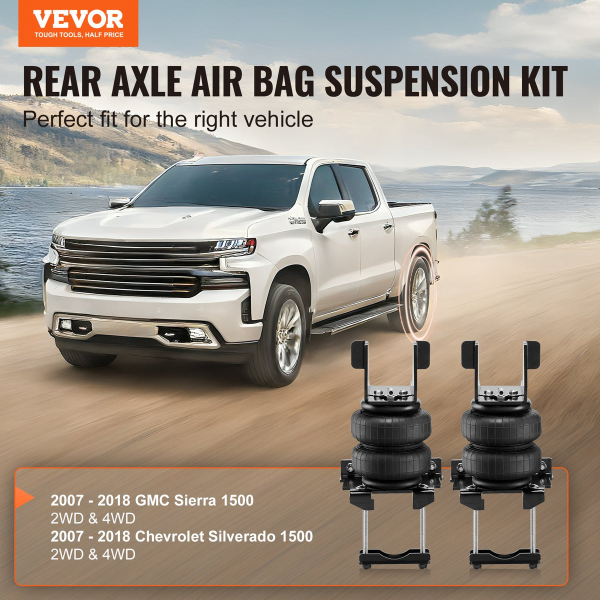Air Bag Suspension Kit, Air Springs Suspension Bag Kit Compatible with 2007-2018 Chevrolet Silverado 1500 and V952-AQQNXJTJ2007GGVSVV0