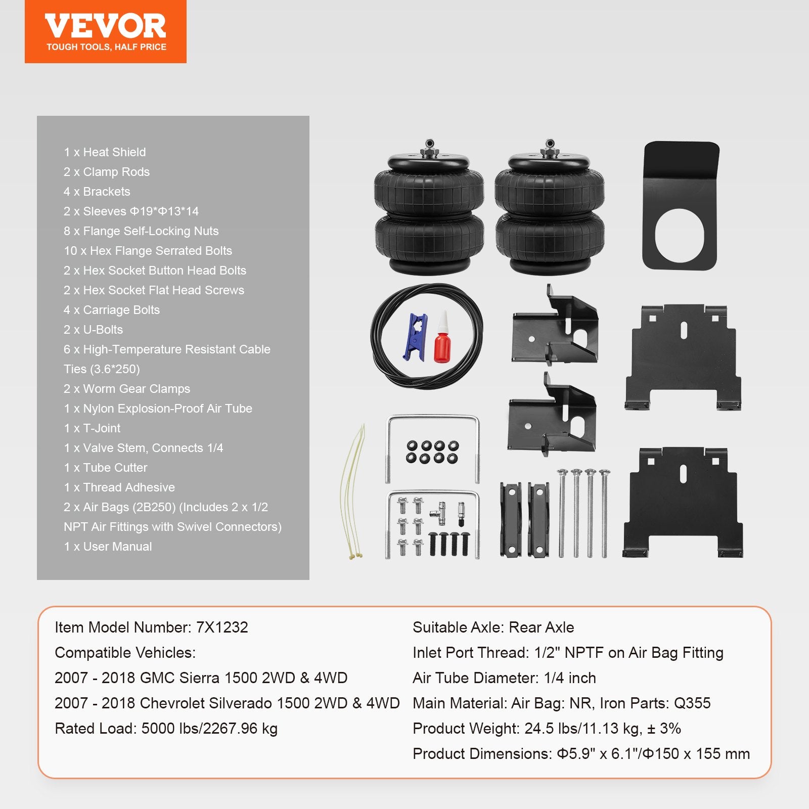 Air Bag Suspension Kit, Air Springs Suspension Bag Kit Compatible with 2007-2018 Chevrolet Silverado 1500 and V952-AQQNXJTJ2007GGVSVV0