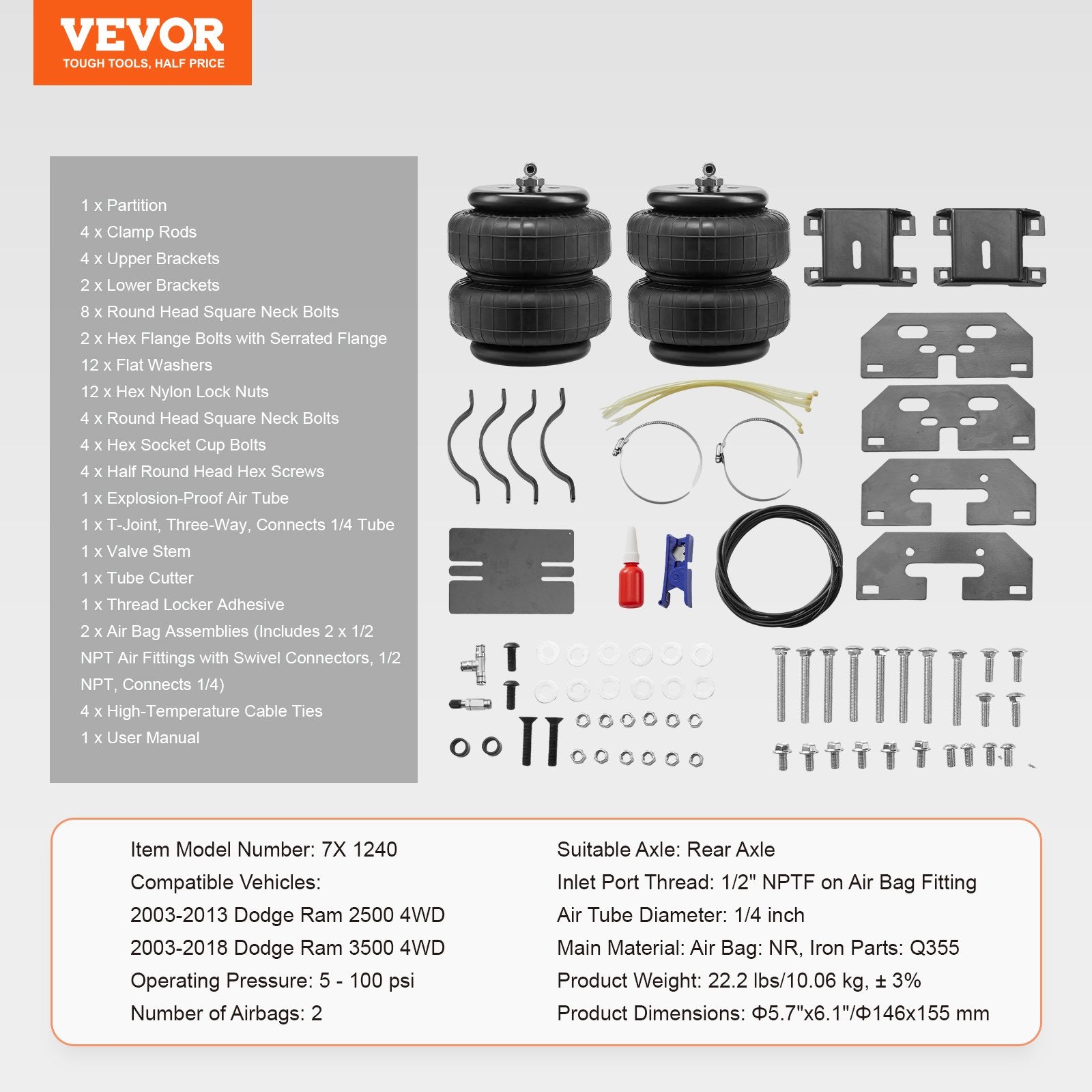 Air Bag Suspension Kit, Air Springs Suspension Bag Kit Compatible with 2003-2013 Dodge Ram 2500 4WD, V952-AQQNXJTJ50003HO8FV0