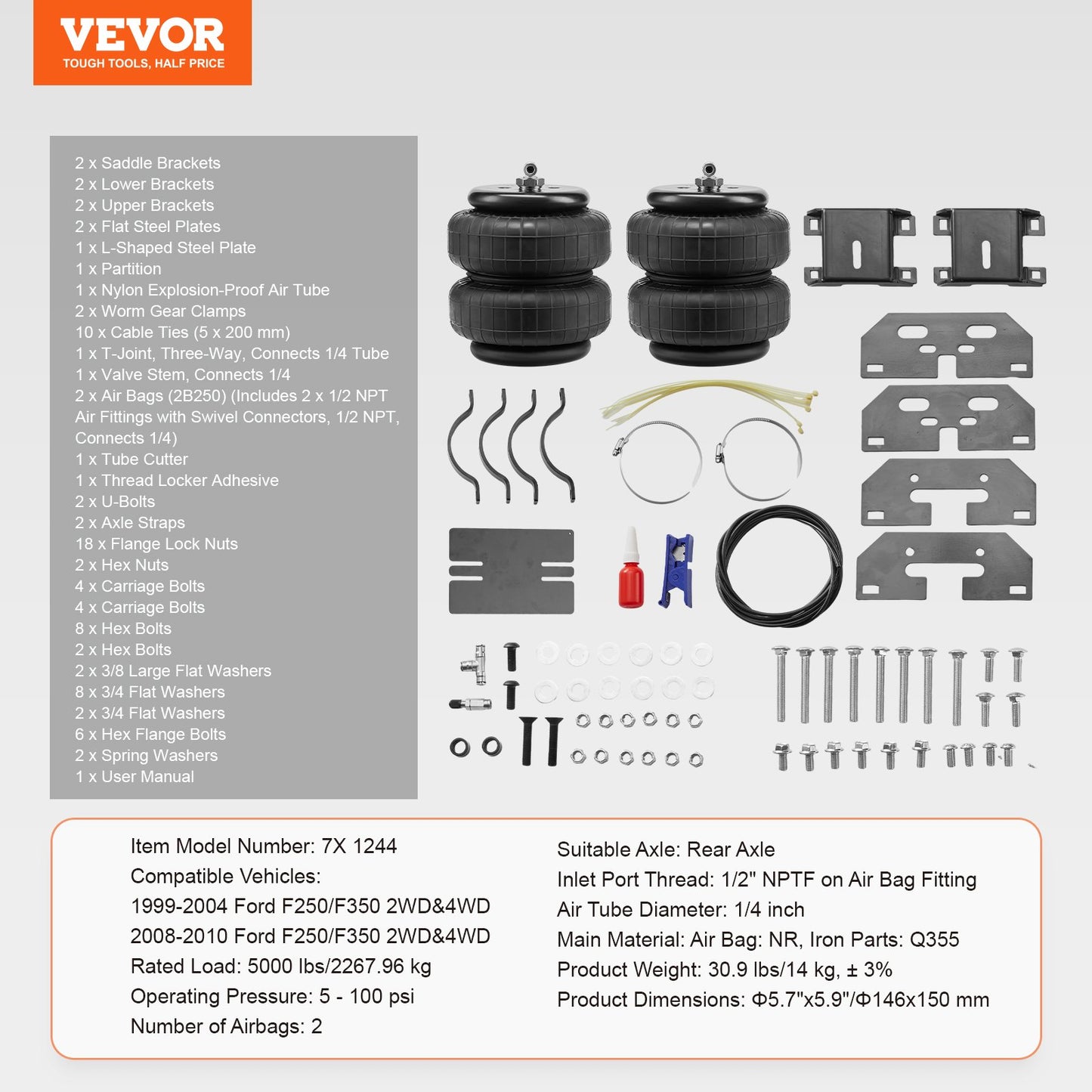 Air Bag Suspension Kit, Air Springs Suspension Bag Kit Compatible with 1999-2004 Ford F250/F350 2WD 4WD, V952-AQQNXJTJ50004OJ9CV0