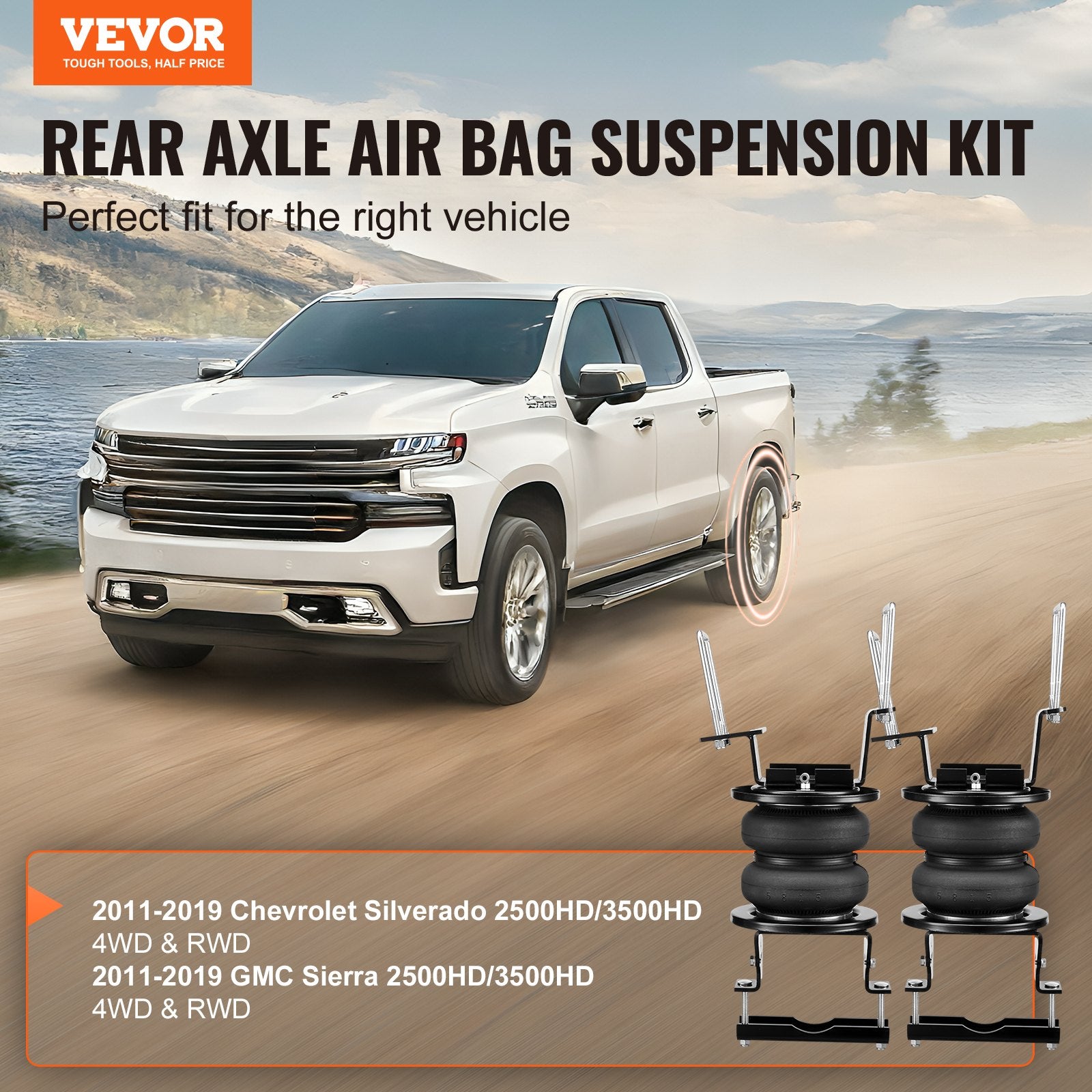 Air Bag Suspension Kit, Air Springs Suspension Bag Kit Compatible with 2011-2019 Chevrolet Silverado V952-AQQNXJTJ5000O42GKV0
