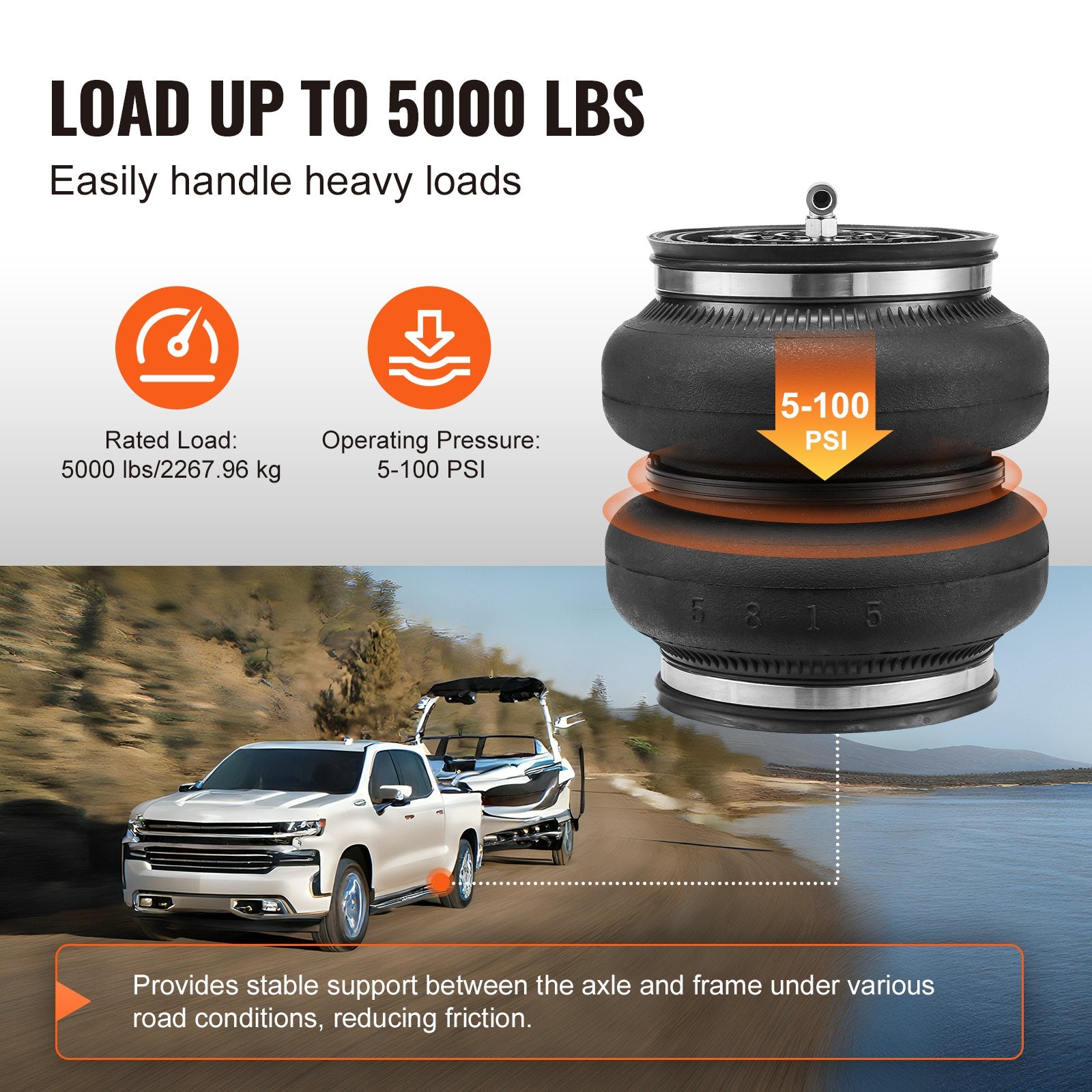 Air Bag Suspension Kit, Air Springs Suspension Bag Kit Compatible with 2011-2019 Chevrolet Silverado V952-AQQNXJTJ5000O42GKV0