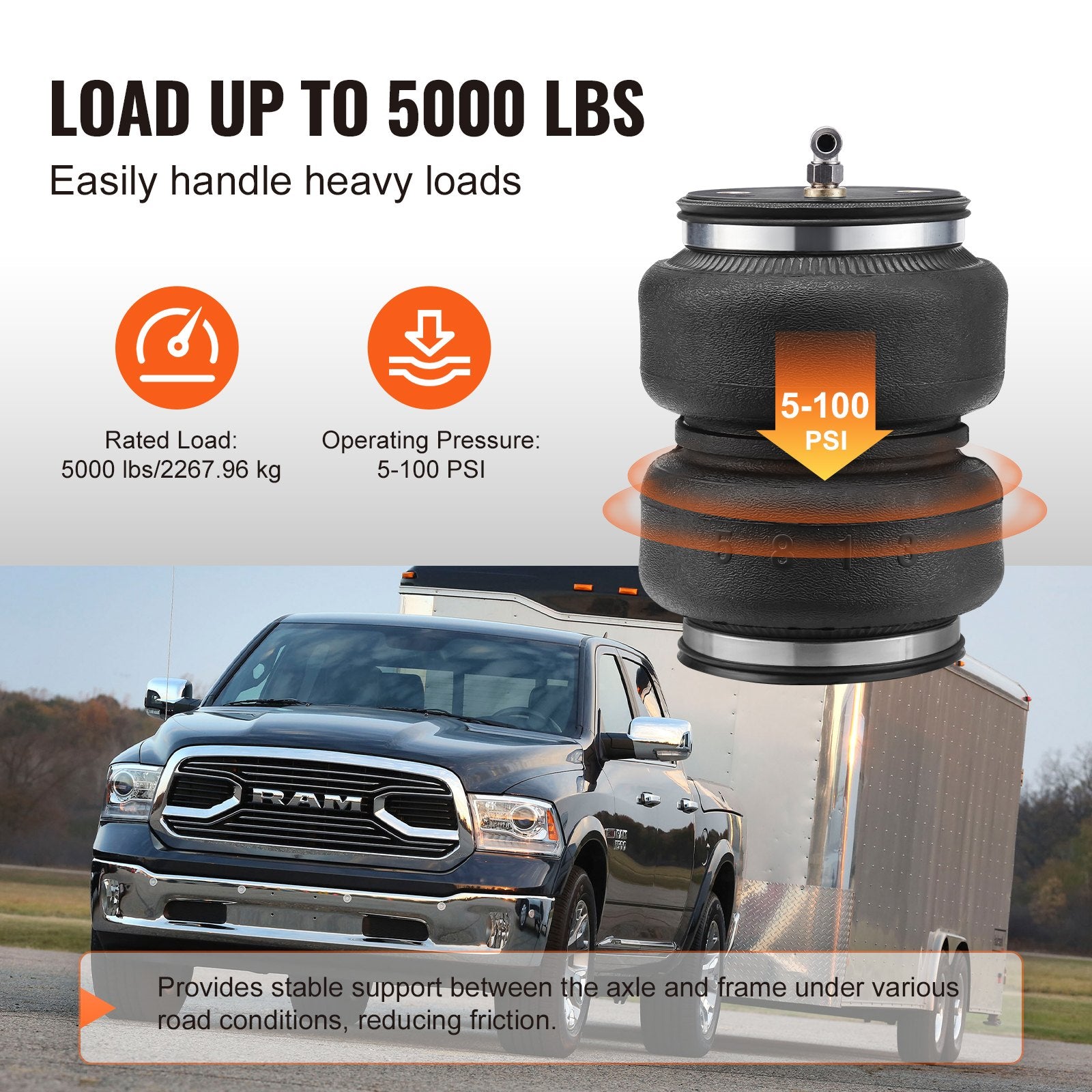 Air Bag Suspension Kit, Air Springs Suspension Bag Kit Compatible with 2014-2023 Dodge Ram 2500 2WD 4WD, 5000 V952-AQQNXJTJ5000SLLB7V0