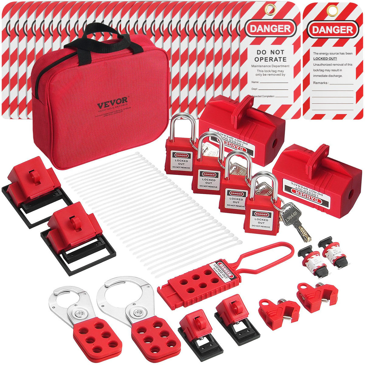 Electrical Lockout Tagout Kit, 47 PCS Safety Loto Kit Includes Padlocks, Hasps, Tags, Nylon Ties, Plug V952-AQSJTZ47JBDGWLU0XV0