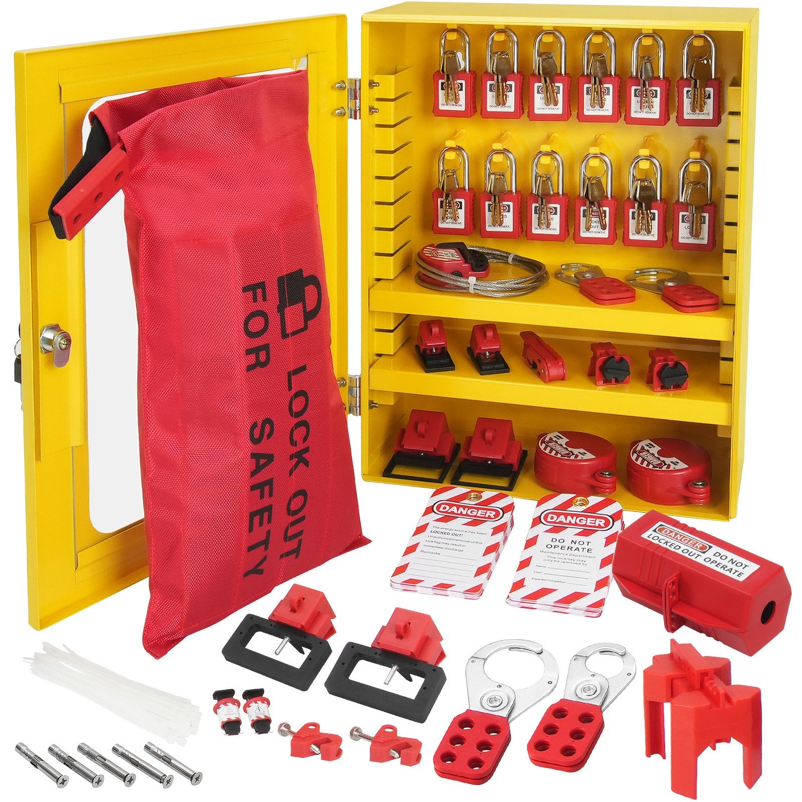 Electrical Lockout Tagout Kit, 59 PCS Safety Lockout Tagout Station With Padlocks, Hasps, Tags, Ties, Plug V952-AQSJTZ59JDGXSQ3W2V0