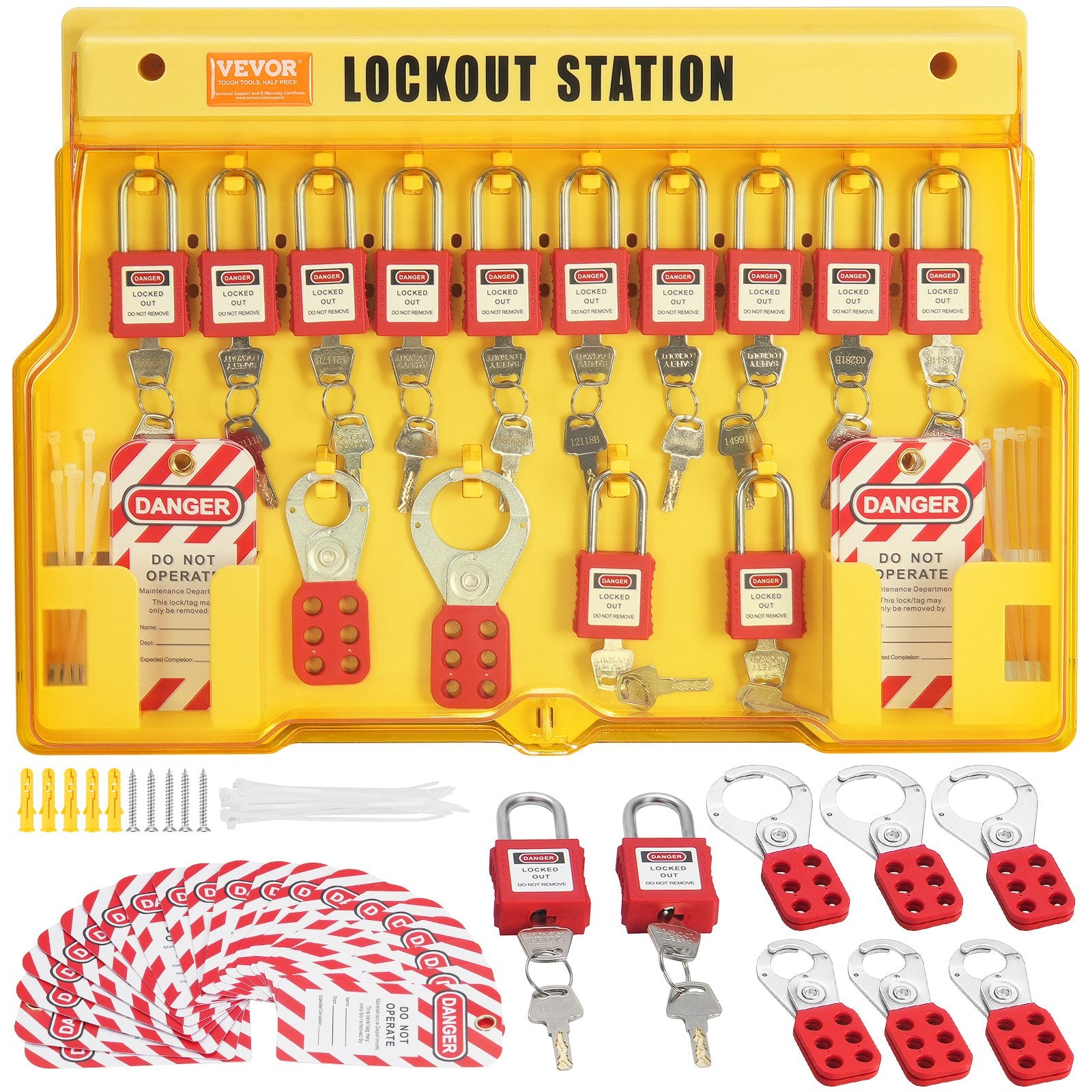 Electrical Lockout Tagout Kit, 60 PCS Safety Lockout Tagout Station Includes Padlocks, Hasps, Tags, Nylon V952-AQSJTZ60JDGB62SHMV0