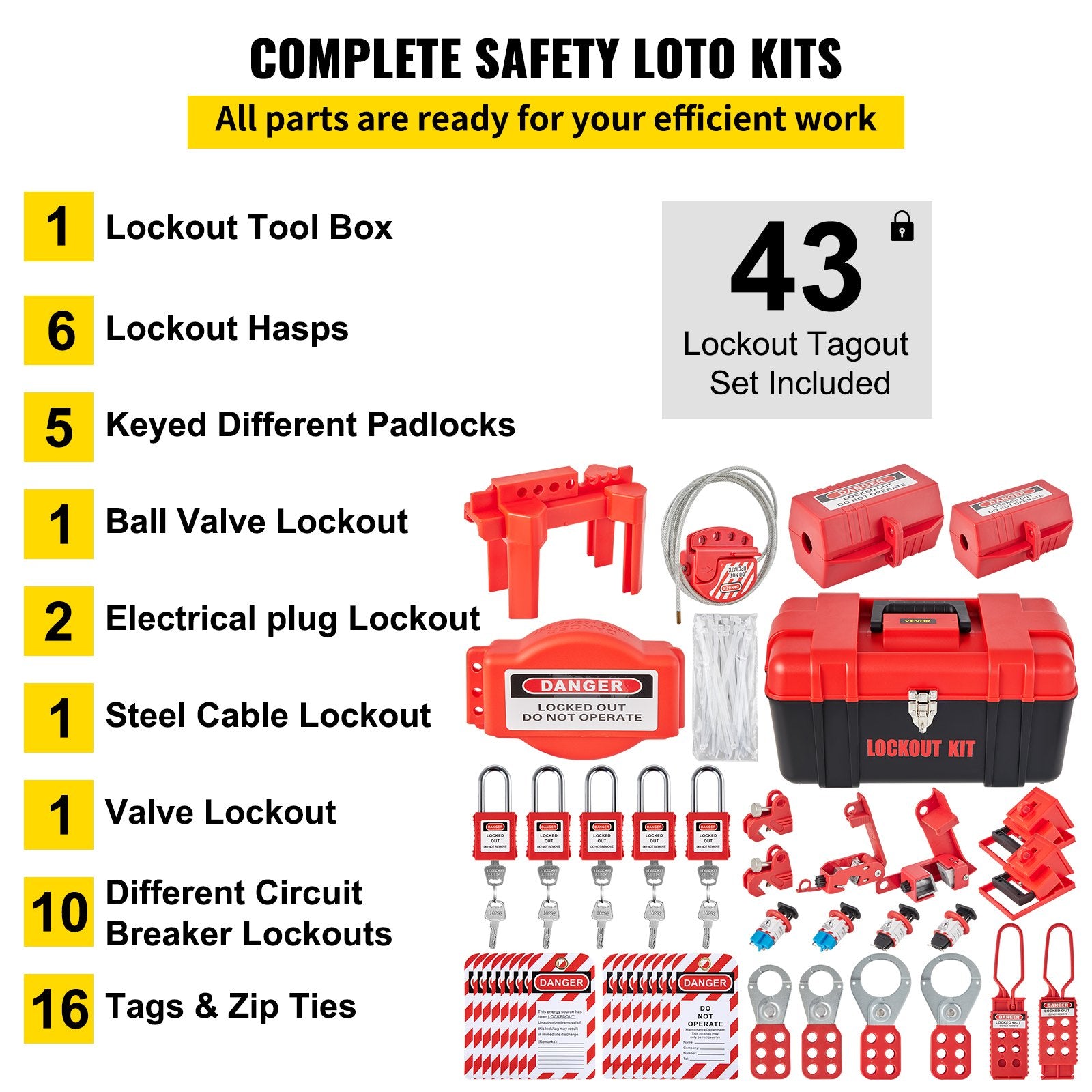 42 PCS Lockout Tagout Kits Electrical Loto Kit for Electrical Risk Removal V952-AQSJTZJDGJX40YXFBV0