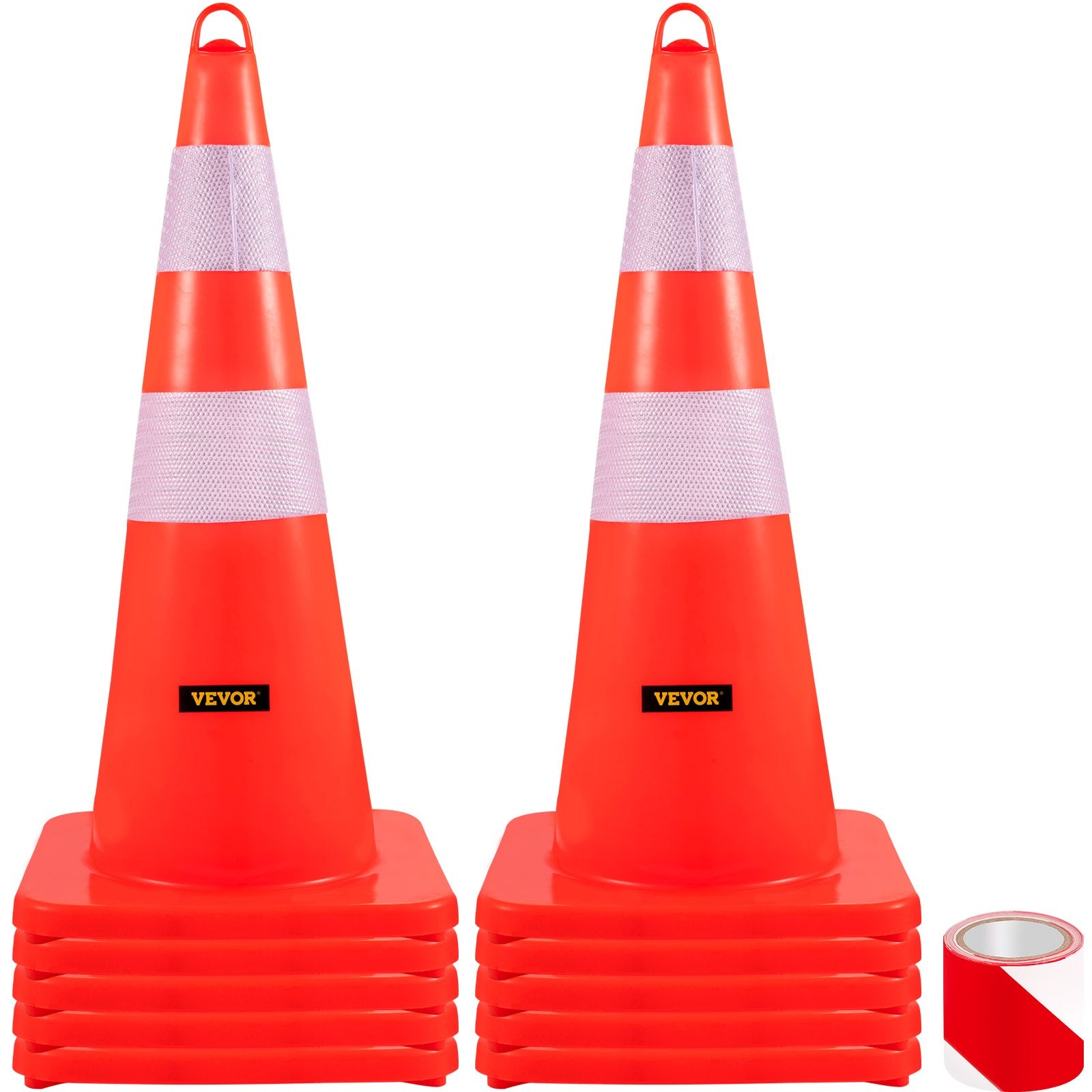 Safety Cones, 10PCS 28"" Traffic Cones, PVC Orange Construction Cones, 2 Reflective Collars Traffic Cones V952-AQZYCQHSB2810FZ5BV0