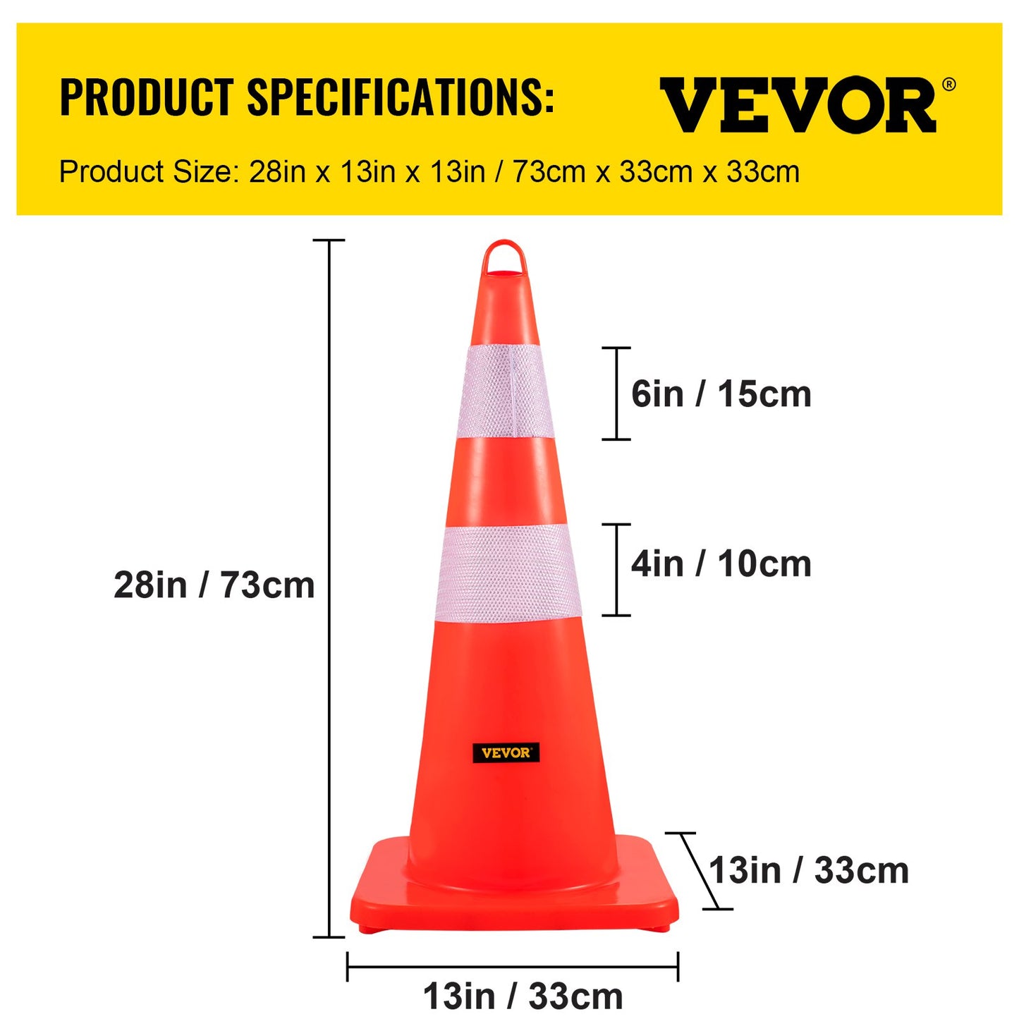 Safety Cones, 10PCS 28"" Traffic Cones, PVC Orange Construction Cones, 2 Reflective Collars Traffic Cones V952-AQZYCQHSB2810FZ5BV0