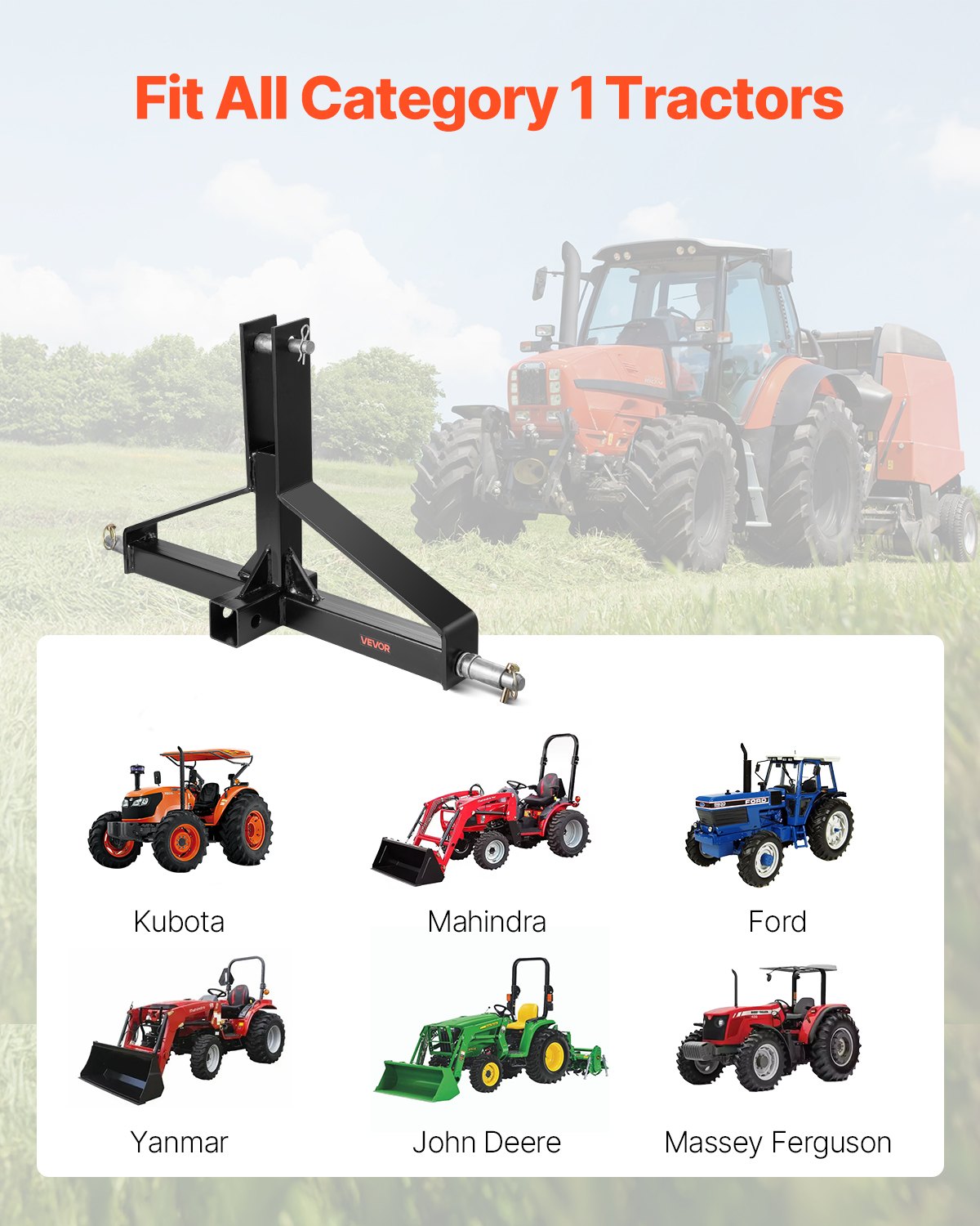 3 Point Trailer Hitch with 2 in Receiver, 3pt Quick Hitch Attachment for Category 1 Tractor, 3000lbs V952-ASJXJSQDKBP00RQQ8001V0