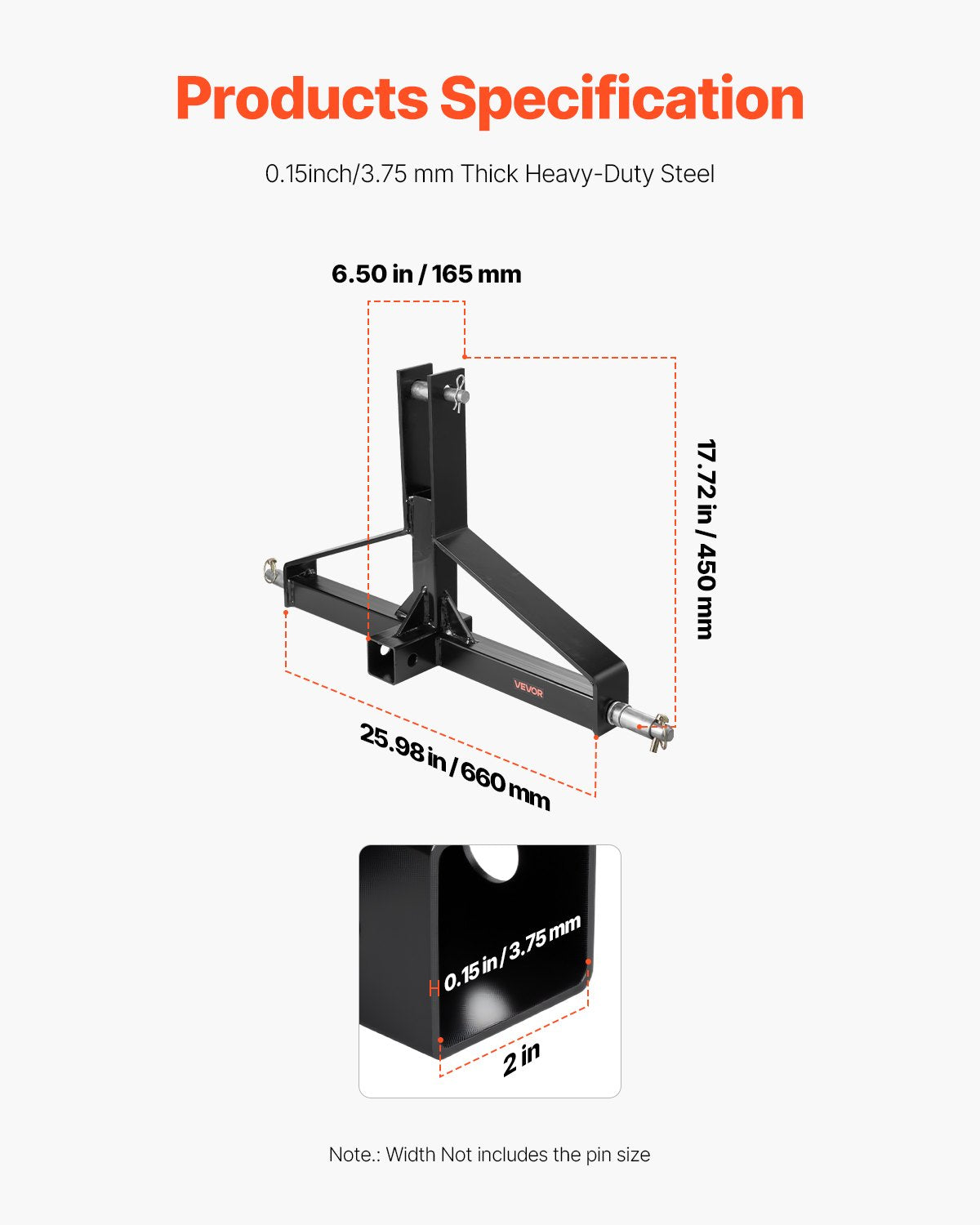 3 Point Trailer Hitch with 2 in Receiver, 3pt Quick Hitch Attachment for Category 1 Tractor, 3000lbs V952-ASJXJSQDKBP00RQQ8001V0