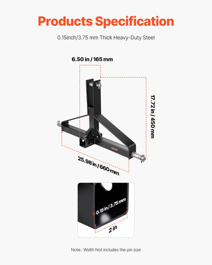 3 Point Trailer Hitch with 2 in Receiver, 3pt Quick Hitch Attachment for Category 1 Tractor, 3000lbs V952-ASJXJSQDKBP00RQQ8001V0