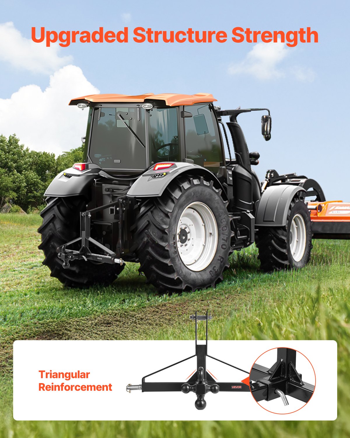3 Point Trailer Hitch with 2 in Receiver, 3pt Quick Hitch Attachment, Heavy Duty Tractor Tow Drawbar Adapter, V952-ASJXJSQDKSXTJ54AM001V0