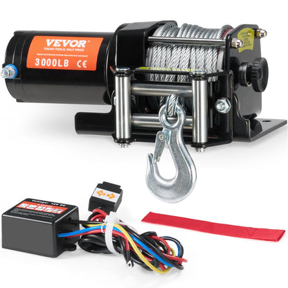 Electric Winch, 1361 kg Line Pull Capacity, 12V DC ATV/UTV Winch with 0.5 x 1188.7 cm 7 Strands Steel Cable V952-ATVGSSJPYXYK43JX7V9