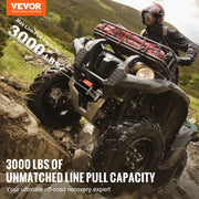Electric Winch, 1361 kg Line Pull Capacity, 12V DC ATV/UTV Winch with 0.5 x 1188.7 cm 7 Strands Steel Cable V952-ATVGSSJPYXYK43JX7V9