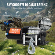 Electric Winch, 1361 kg Line Pull Capacity, 12V DC ATV/UTV Winch with 0.5 x 1188.7 cm 7 Strands Steel Cable V952-ATVGSSJPYXYK43JX7V9