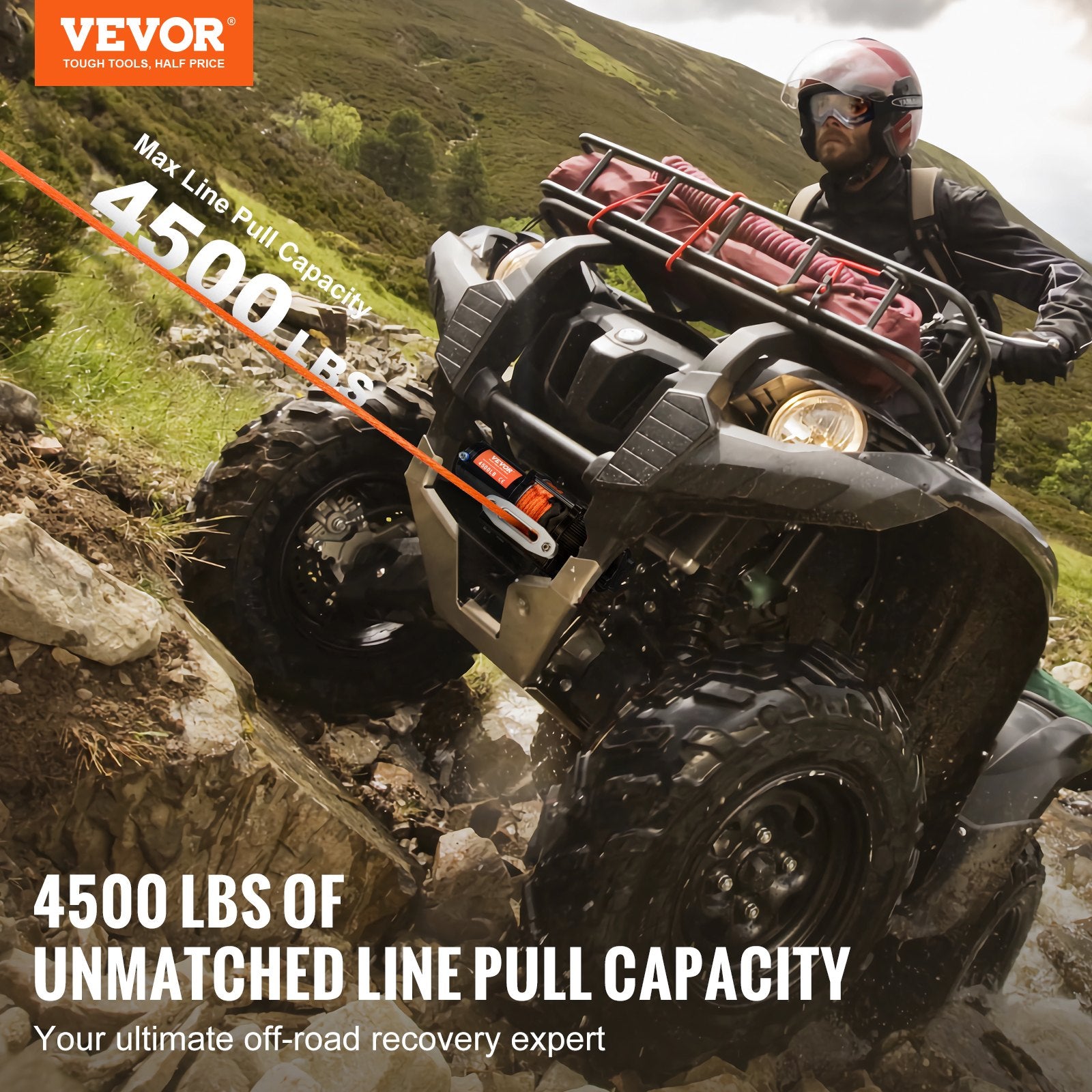 Electric Winch ATV UTV 2041 kg Synthetic Rope Waterproof Remote Control V952-ATVHCSJPYXWXMCF1OV9