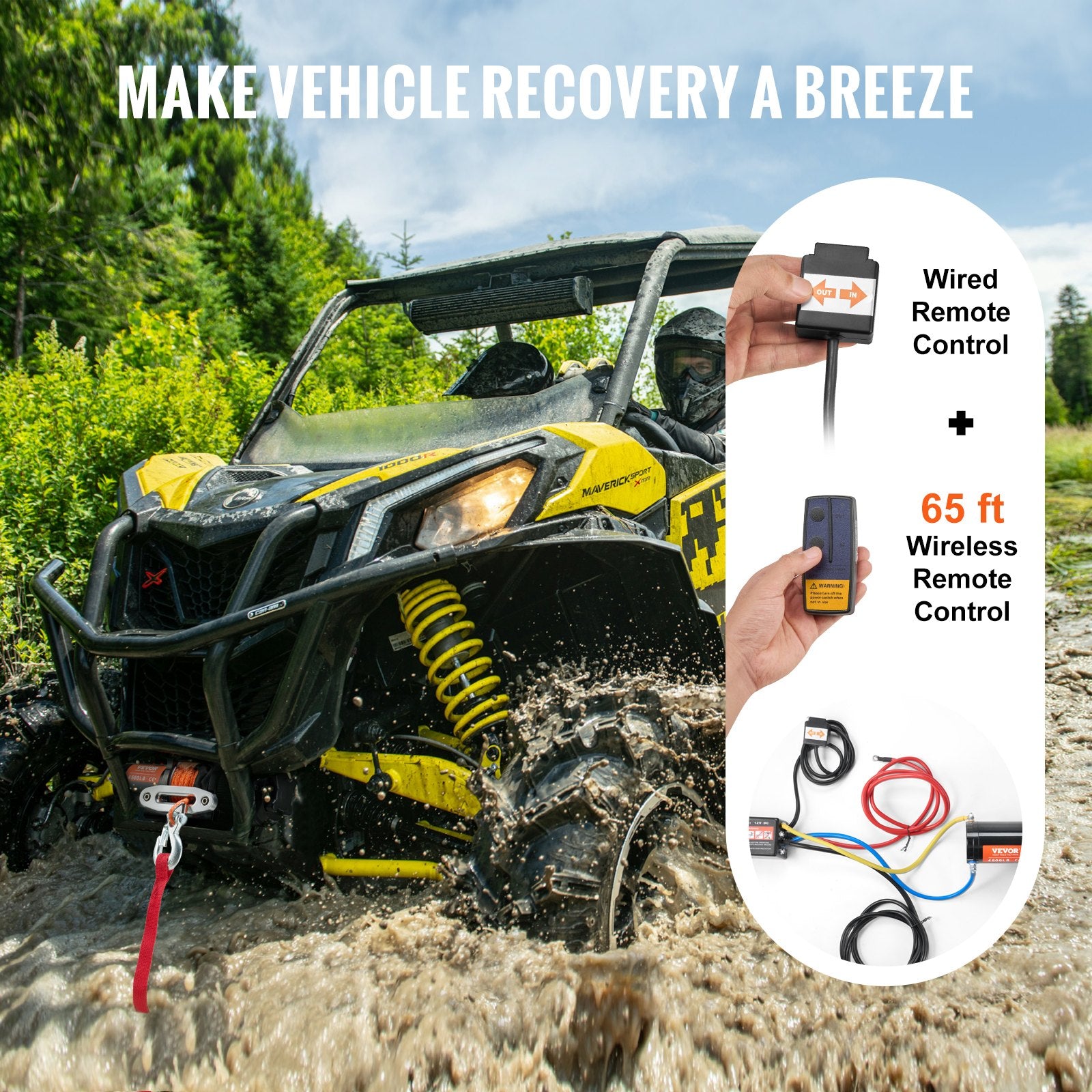 Electric Winch ATV UTV 2041 kg Synthetic Rope Waterproof Remote Control V952-ATVHCSJPYXWXMCF1OV9