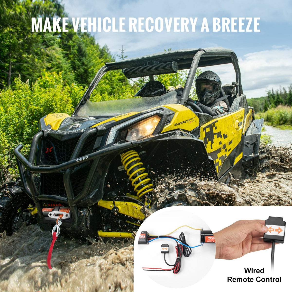 Electric Winch, 1588 kg Line Pull Capacity, 12V DC ATV Winch with 0.5 x 1188.7 cm 12 Strands Synthetic Rope V952-ATVHCSJPYXYKT38ASV9