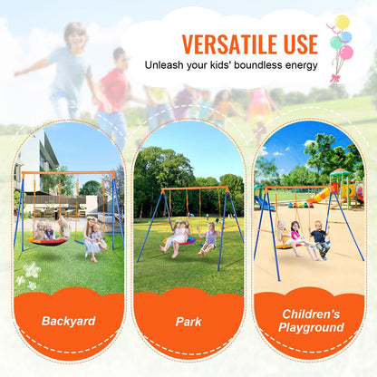Swing Sets for Backyard, 440lbs Load Capacity Swing Set, with 1 Saucer Swing Seat, 1 Belt Swing Seat, Heavy V952-AXQQTZ2RW000VMH9NV0
