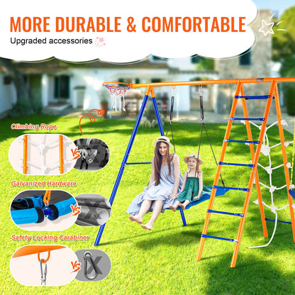 Swing Sets for Backyard 6 in 1 Swing Set 440lbs Capacity Metal Swingset V952-AXQQTZ4RW000I4JXOV0