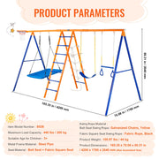 Swing Sets for Backyard 6 in 1 Swing Set 440lbs Capacity Metal Swingset V952-AXQQTZ4RW000I4JXOV0