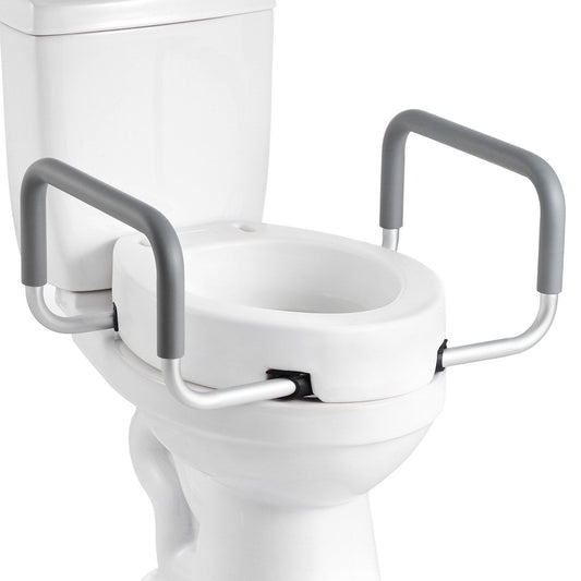 Raised Toilet Seat with Arms, 136.1 kg Load Capacity, 88.9 mm Lift Height, Widened Commode Elevated Toilet V952-AZSJGMTZD35YISHJB001V0