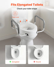 Raised Toilet Seat with Arms, 136.1 kg Load Capacity, 88.9 mm Lift Height, Widened Commode Elevated Toilet V952-AZSJGMTZD35YISHJB001V0