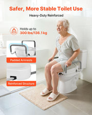 Raised Toilet Seat with Arms, 136.1 kg Load Capacity, 88.9 mm Lift Height, Widened Commode Elevated Toilet V952-AZSJGMTZD35YISHJB001V0
