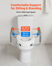 Raised Toilet Seat with Arms, 136.1 kg Load Capacity, 88.9 mm Lift Height, Widened Commode Elevated Toilet V952-AZSJGMTZD35YISHJB001V0
