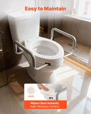 Raised Toilet Seat with Arms, 136.1 kg Load Capacity, 88.9 mm Lift Height, Widened Commode Elevated Toilet V952-AZSJGMTZD35YISHJB001V0