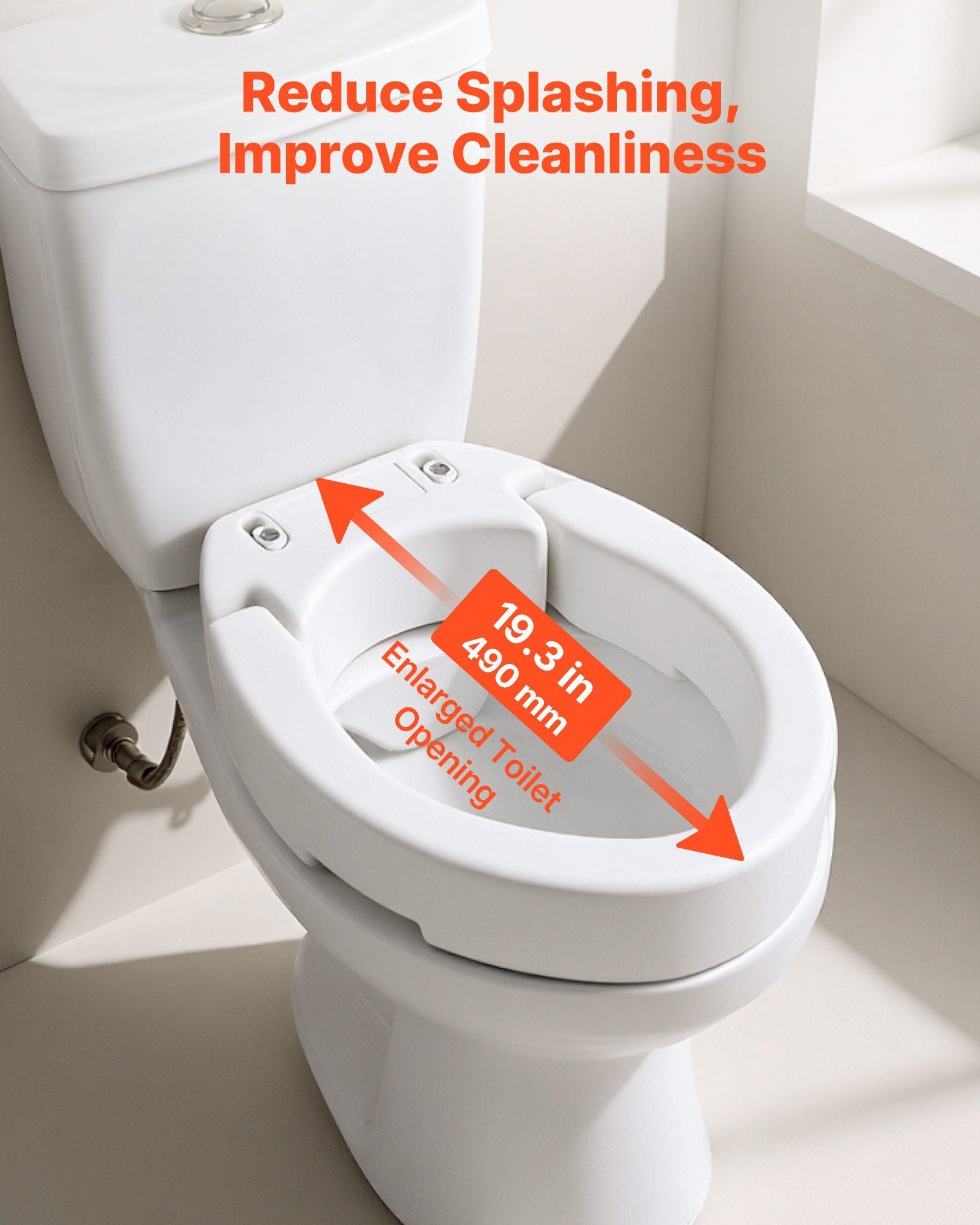 Raised Toilet Seat, 136.1 kg Load Capacity, 88.9 mm Lift Height, Commode Elevated Toilet Seat Riser with V952-AZSJGMTZD35YO6XQR001V0