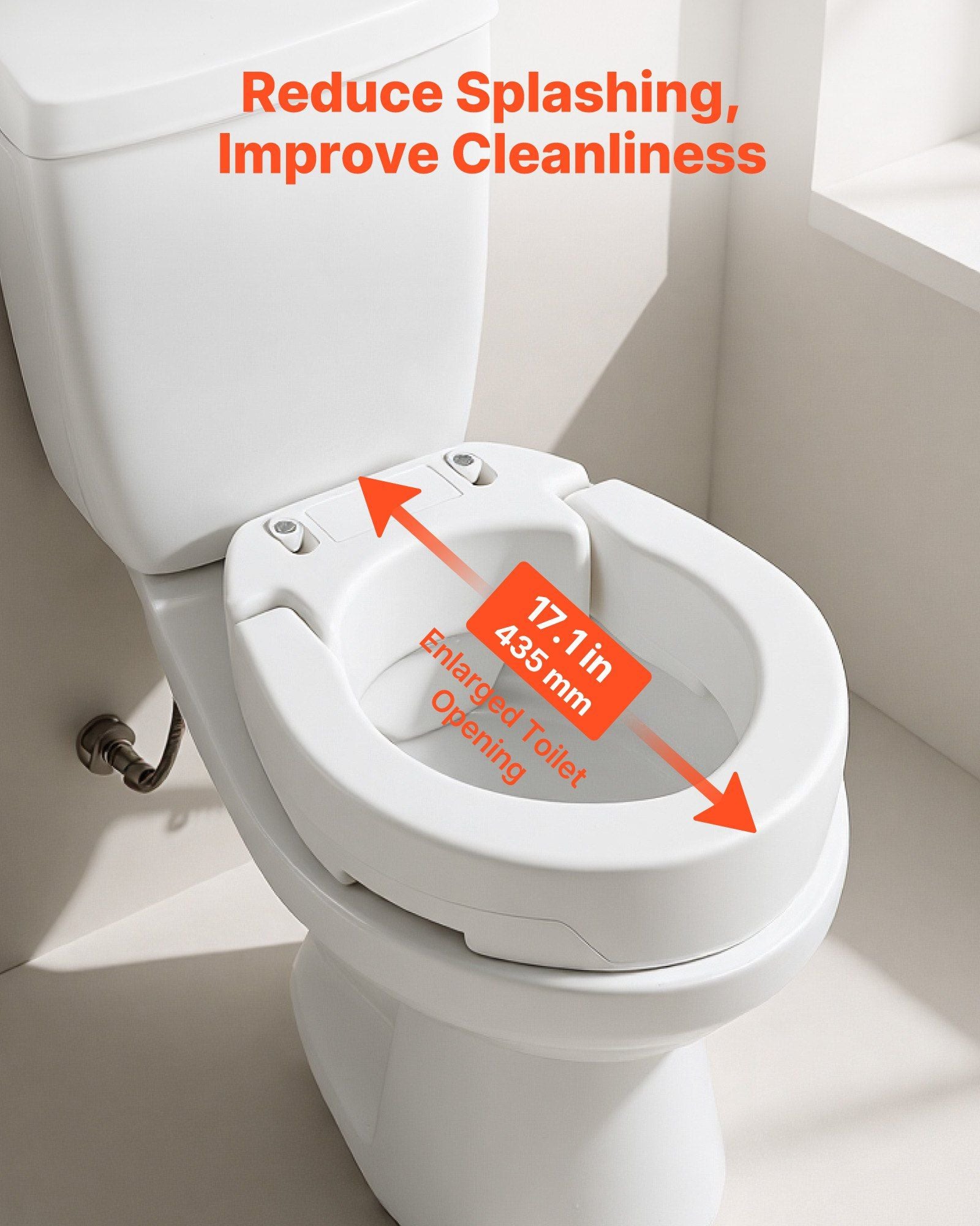 Raised Toilet Seat, 136.1 kg Load Capacity, 88.9 mm Lift Height, Commode Elevated Toilet Seat Riser with V952-AZSJGMTZD35YVGGYI001V0