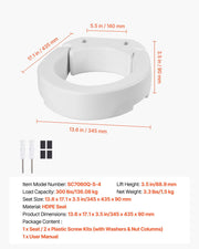 Raised Toilet Seat, 136.1 kg Load Capacity, 88.9 mm Lift Height, Commode Elevated Toilet Seat Riser with V952-AZSJGMTZD35YVGGYI001V0