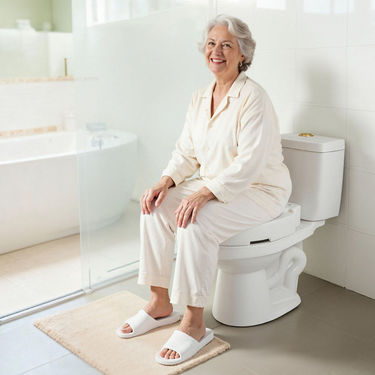 Raised Toilet Seat, 136.1 kg Load Capacity, 88.9 mm Lift Height, Commode Elevated Toilet Seat Riser with V952-AZSJGMTZD35YVGGYI001V0