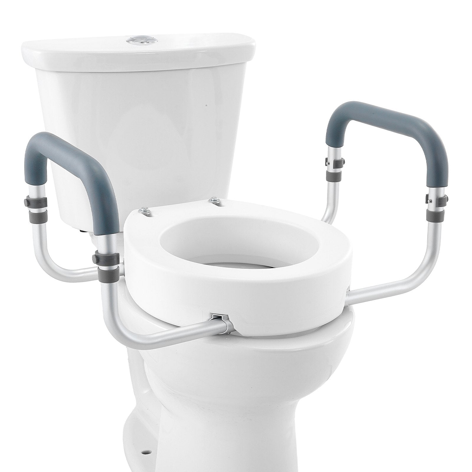 Raised Toilet Seat,88.9 mm Height Raised, 136 kg Weight Capacity, for Standard Round Toilet, Aluminum V952-AZSJGMTZDDFSTV95SV0