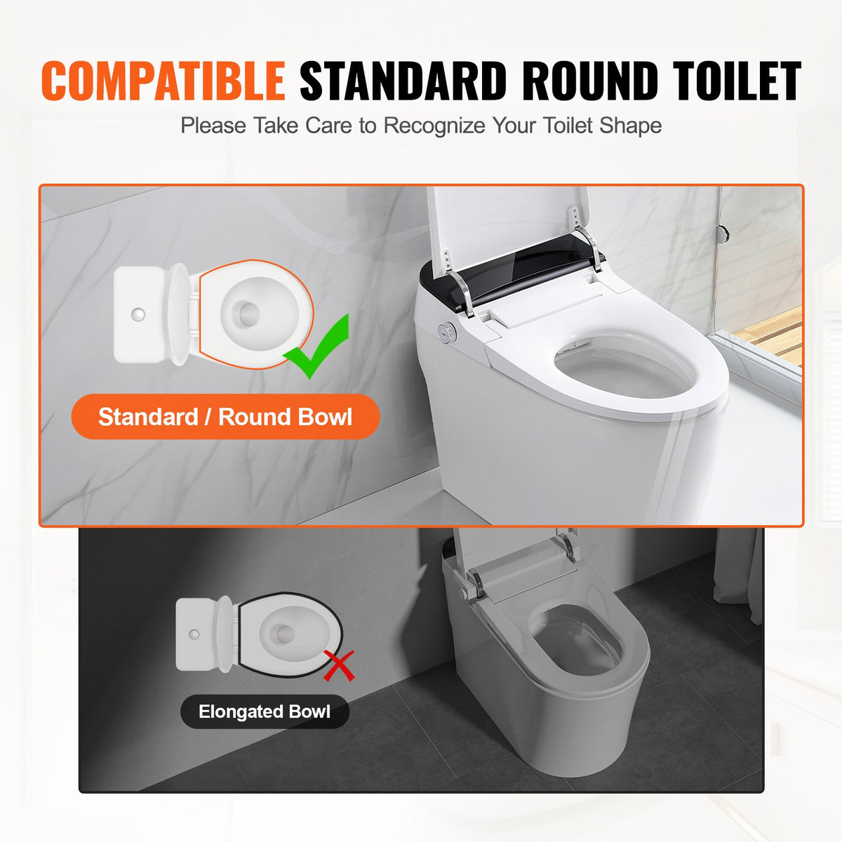 Raised Toilet Seat,88.9 mm Height Raised, 136 kg Weight Capacity, for Standard Round Toilet, Aluminum V952-AZSJGMTZDDFSTV95SV0