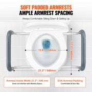 Raised Toilet Seat,88.9 mm Height Raised, 136 kg Weight Capacity, for Standard Round Toilet, Aluminum V952-AZSJGMTZDDFSTV95SV0