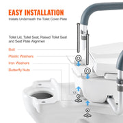 Raised Toilet Seat,88.9 mm Height Raised, 136 kg Weight Capacity, for Standard Round Toilet, Aluminum V952-AZSJGMTZDDFSTV95SV0