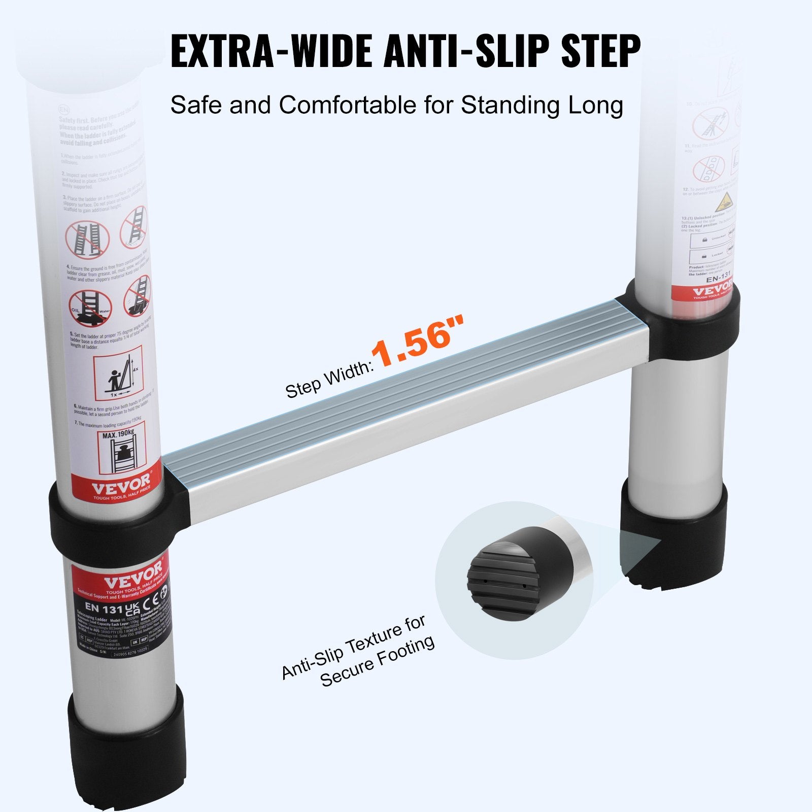 Telescoping Extension Ladder 12.5FT A-Shape w/ Stabilizer Bar for RV V952-AZXSSLTNLSLK7NWR8V0