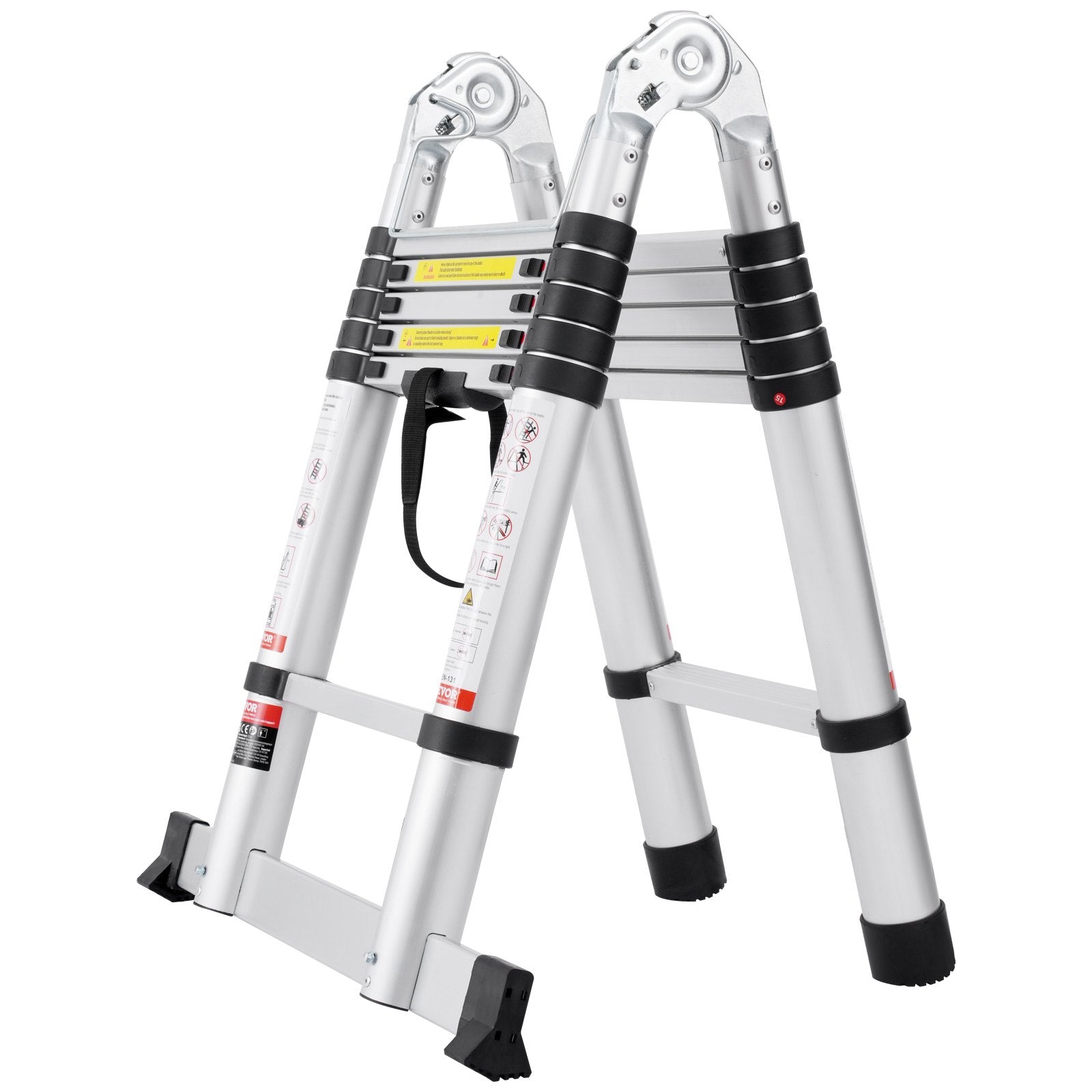 Telescoping Extension Ladder 12.5FT A-Shape w/ Stabilizer Bar for RV V952-AZXSSLTNLSLK7NWR8V0