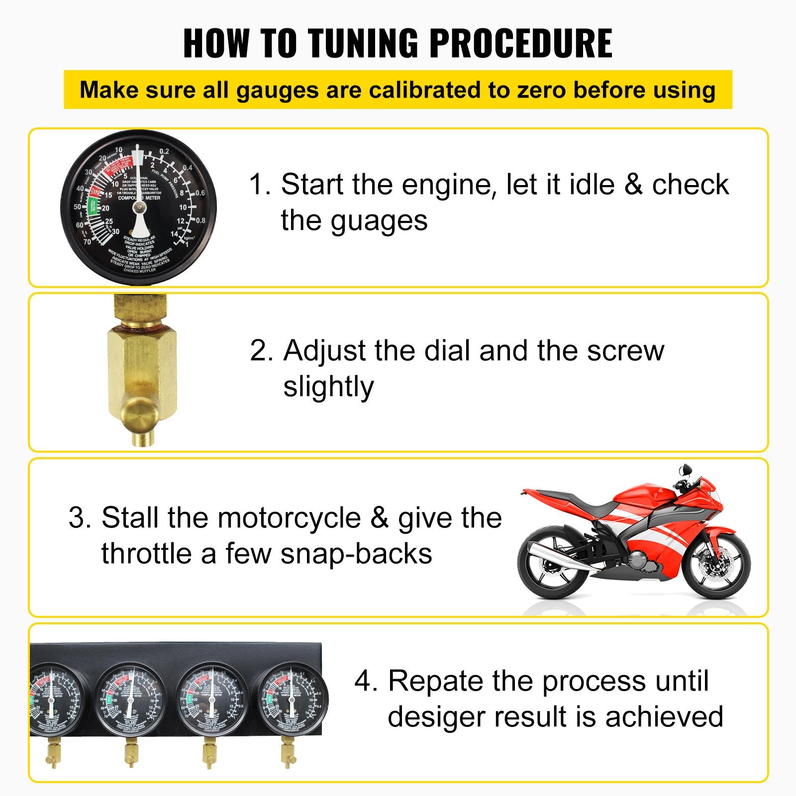 Fuel Vacuum Carburetor Synchronize Tool Kit Fuel Vacuum Carburetor Synchronizer carb sync Gauge Set with V952-B100132SLZKB00001V0