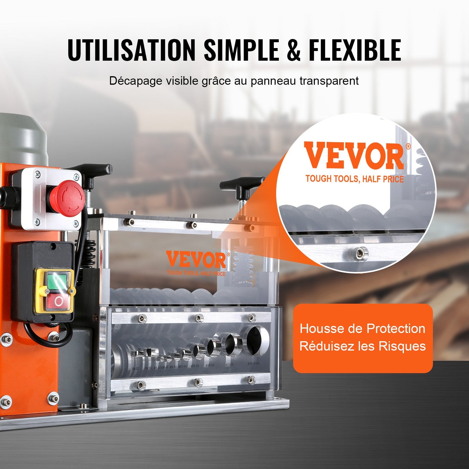 Automatic Wire Stripping Machine, 0.06''-1.57'' Electric Motorized Cable Stripper, 750 W, 98 ft/min Wire V952-B750W101538MMFDI9V3
