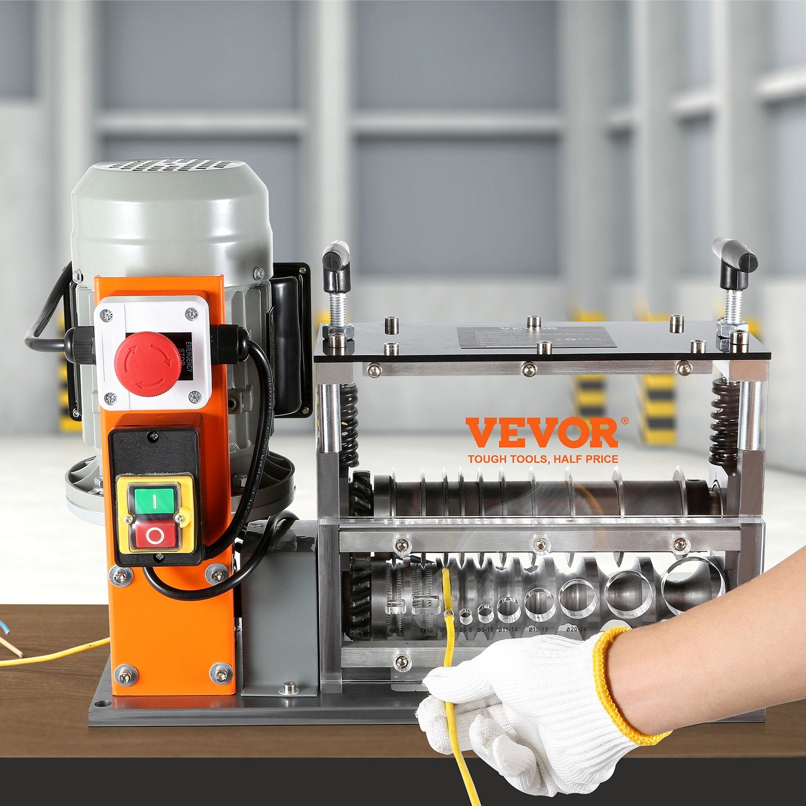 Automatic Wire Stripping Machine, 0.06''-1.57'' Electric Motorized Cable Stripper, 750 W, 98 ft/min Wire V952-B750W101538MMFDI9V3