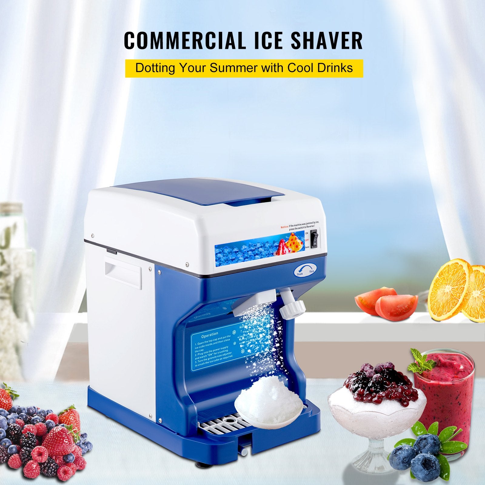 Ice Shaver 265LBS/Hour Snow Cone Frozen Ice Shaving Slushie Dessert Maker Stainless Steel Food Grade for V952-BBJ168SY000000001V3