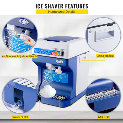 Ice Shaver 265LBS/Hour Snow Cone Frozen Ice Shaving Slushie Dessert Maker Stainless Steel Food Grade for V952-BBJ168SY000000001V3