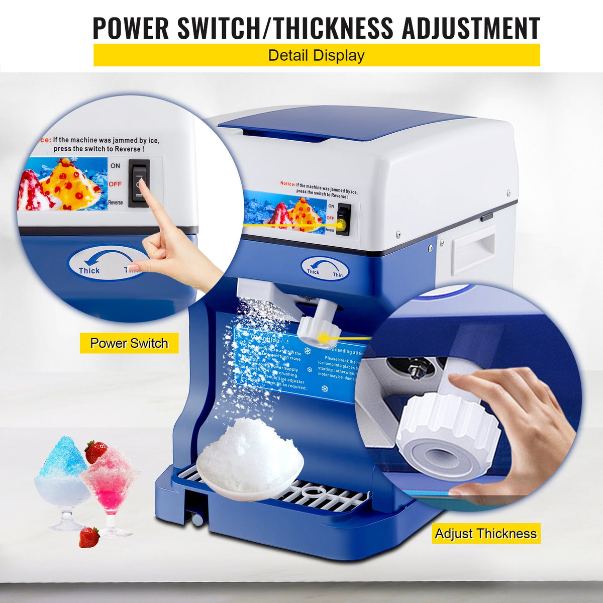 Ice Shaver 265LBS/Hour Snow Cone Frozen Ice Shaving Slushie Dessert Maker Stainless Steel Food Grade for V952-BBJ168SY000000001V3