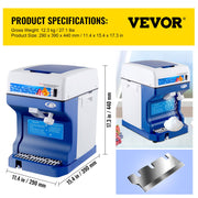 Ice Shaver 265LBS/Hour Snow Cone Frozen Ice Shaving Slushie Dessert Maker Stainless Steel Food Grade for V952-BBJ168SY000000001V3