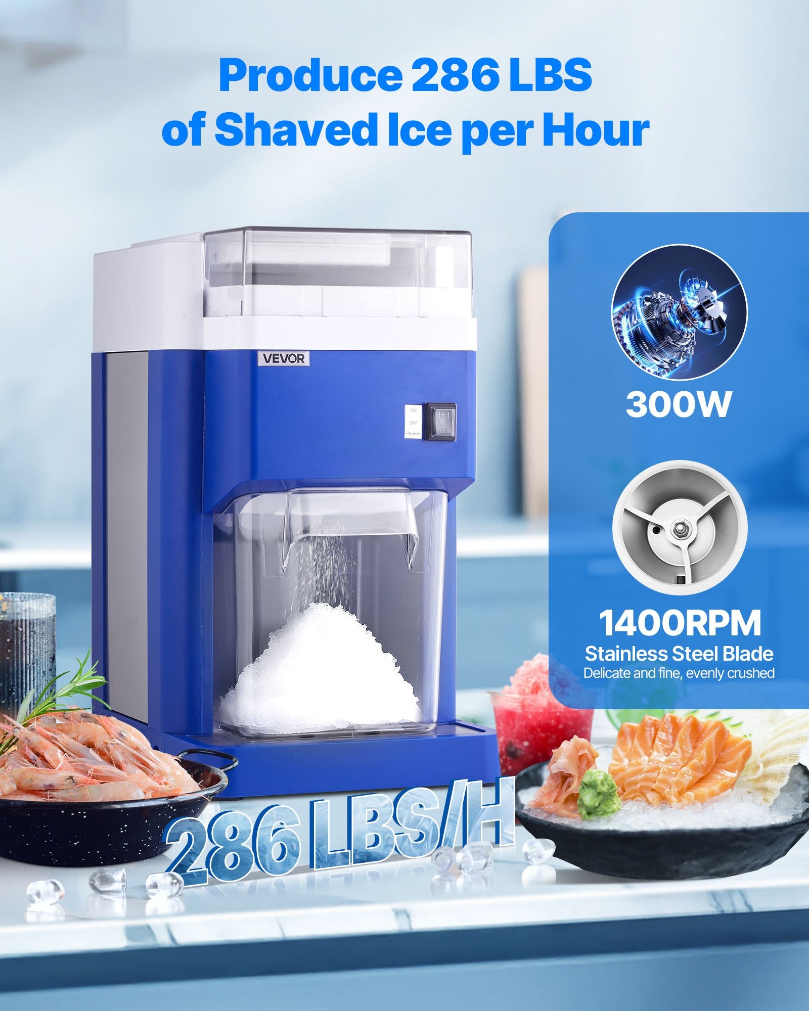 Commercial Ice Shaver Machine, 1.91QT /1.8L Large Electric Snow Cone Machine, Fine & Fluffy with 300W Motor, V952-BBJLB18L400WY0VEZ001V3